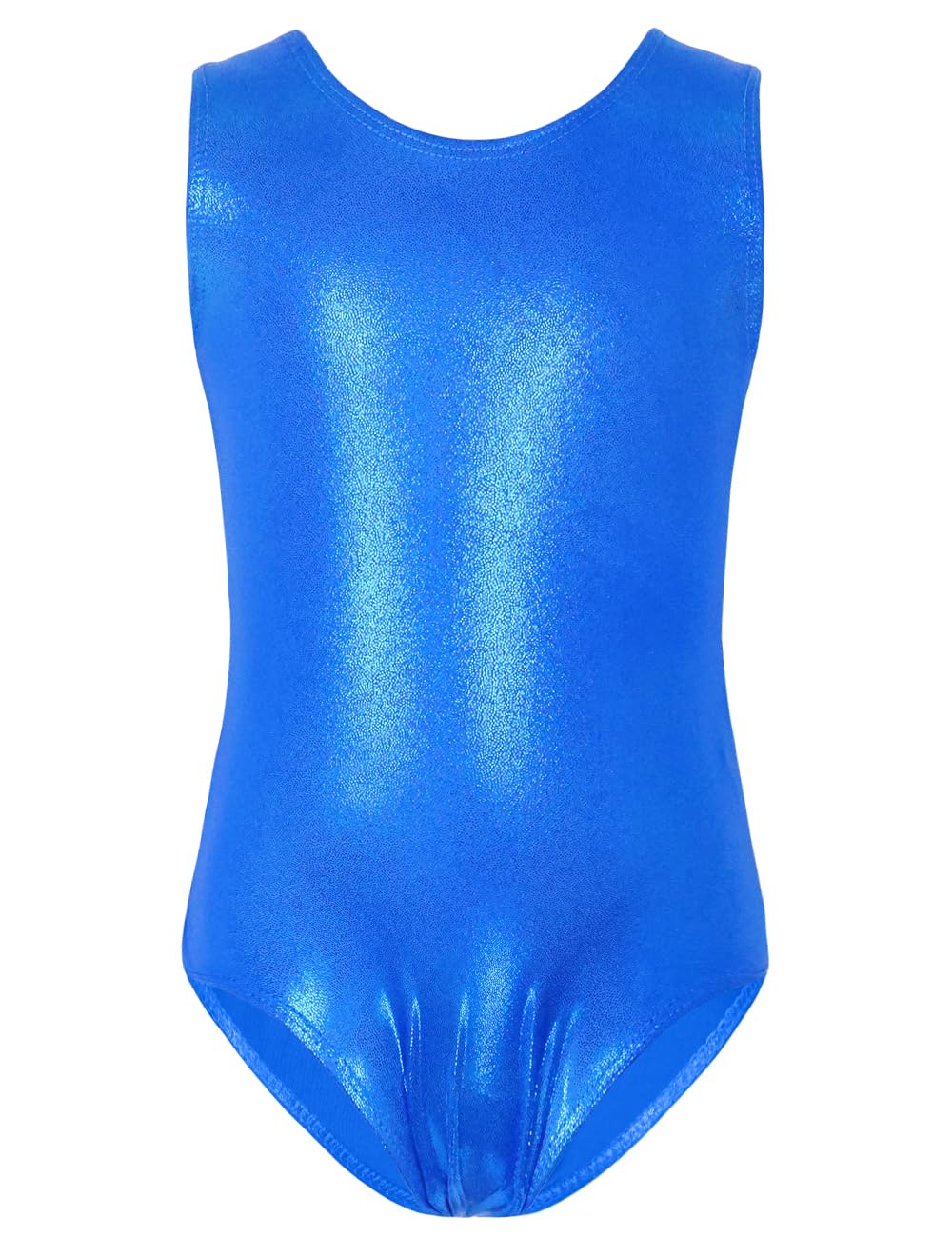 TENVDA Girls Gymnastics Leotards Size 5-6 Years Old Sparkly Blue Tumbling Outfit for Kids Niece Christmas Birthday Present