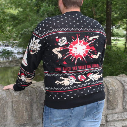 Ripple Junction Rick and Morty Adult Christmas Sweater Happy Human Holiday Novelty Sweater for Men and Women X-Large