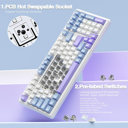AULA F99 Wireless Mechanical Keyboard,Tri-Mode BT5.0/2.4GHz/USB-C Hot Swappable Custom Keyboard,Pre-lubed Linear Switches,RGB Backlit Computer Gaming Keyboards for PC/Tablet/PS/Xbox