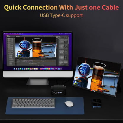 10.5''Portable Monitor for latop ,2K FHD 60HZ Laptop Monitor Screen,USB-C and HDMI Inputs, Ultra-Slim IPS Panel with HDR and Premium Smart Cover & Speakers for Laptop,PC,Phone,PS4/5,Switch,Mac,Xbox