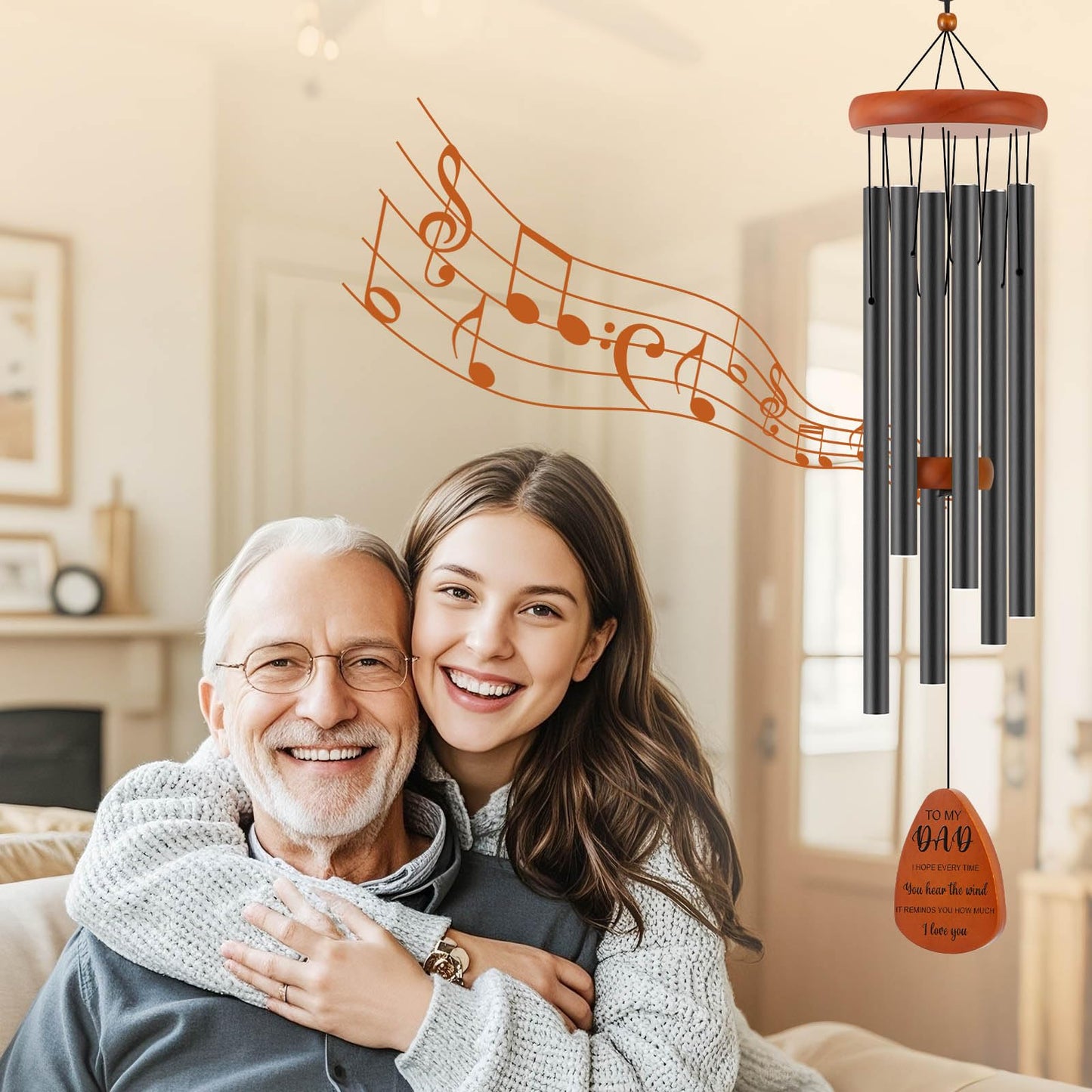 Dad Birthday Gifts from Daughter Son, Dad Gifts for Birthday, Fathers Day, Thanksgiving, Christmas, 32 Inch Wind Chimes Gift for Home Decor