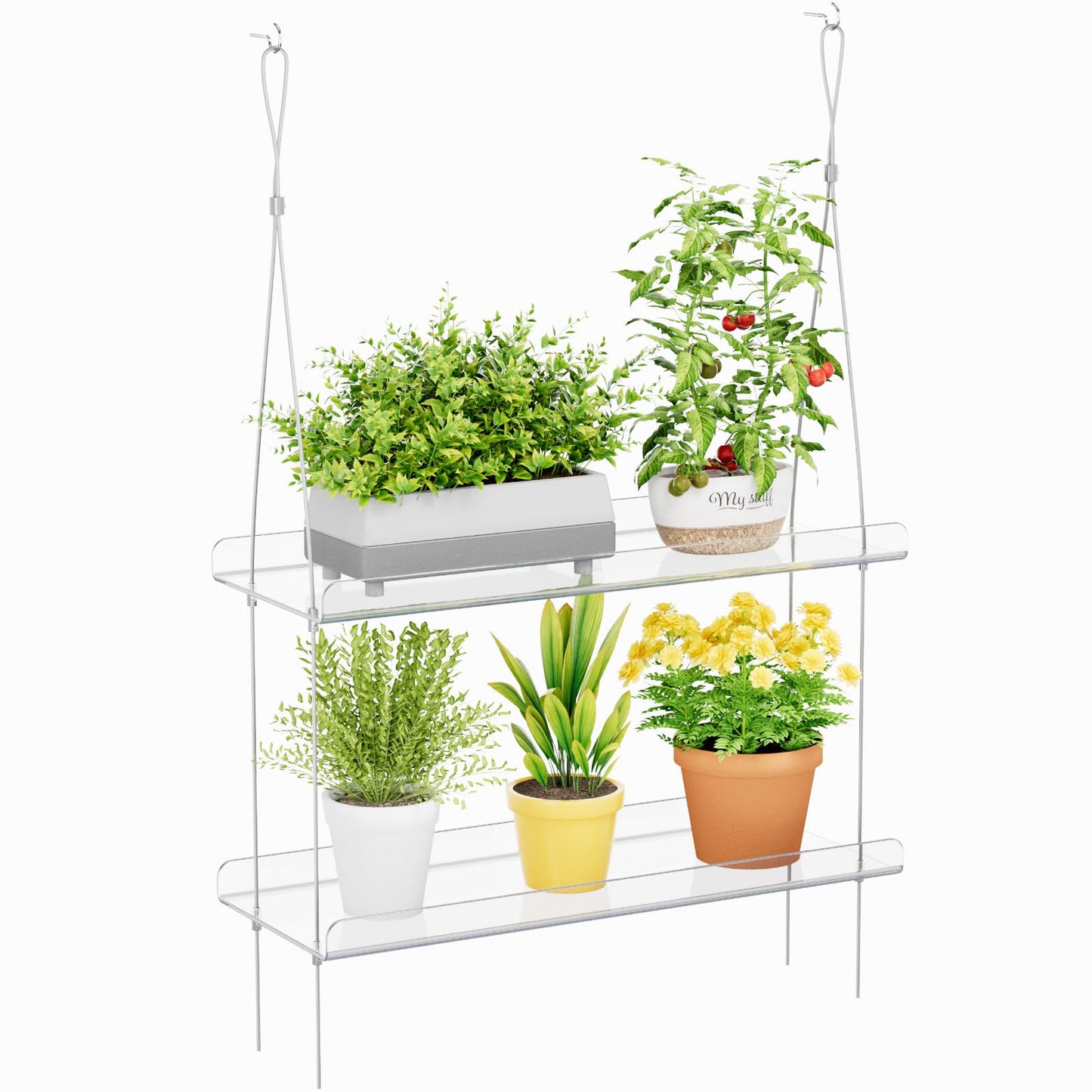 Lifewit 2-Tier Window Plant Shelves 15", Acrylic Adjustable Hanging Floating Shelf, Window Sill Extender for Succulent Plants, Micro Greens, Seed Starter Pots, Herb Planters 38 x 15 cm/15x6