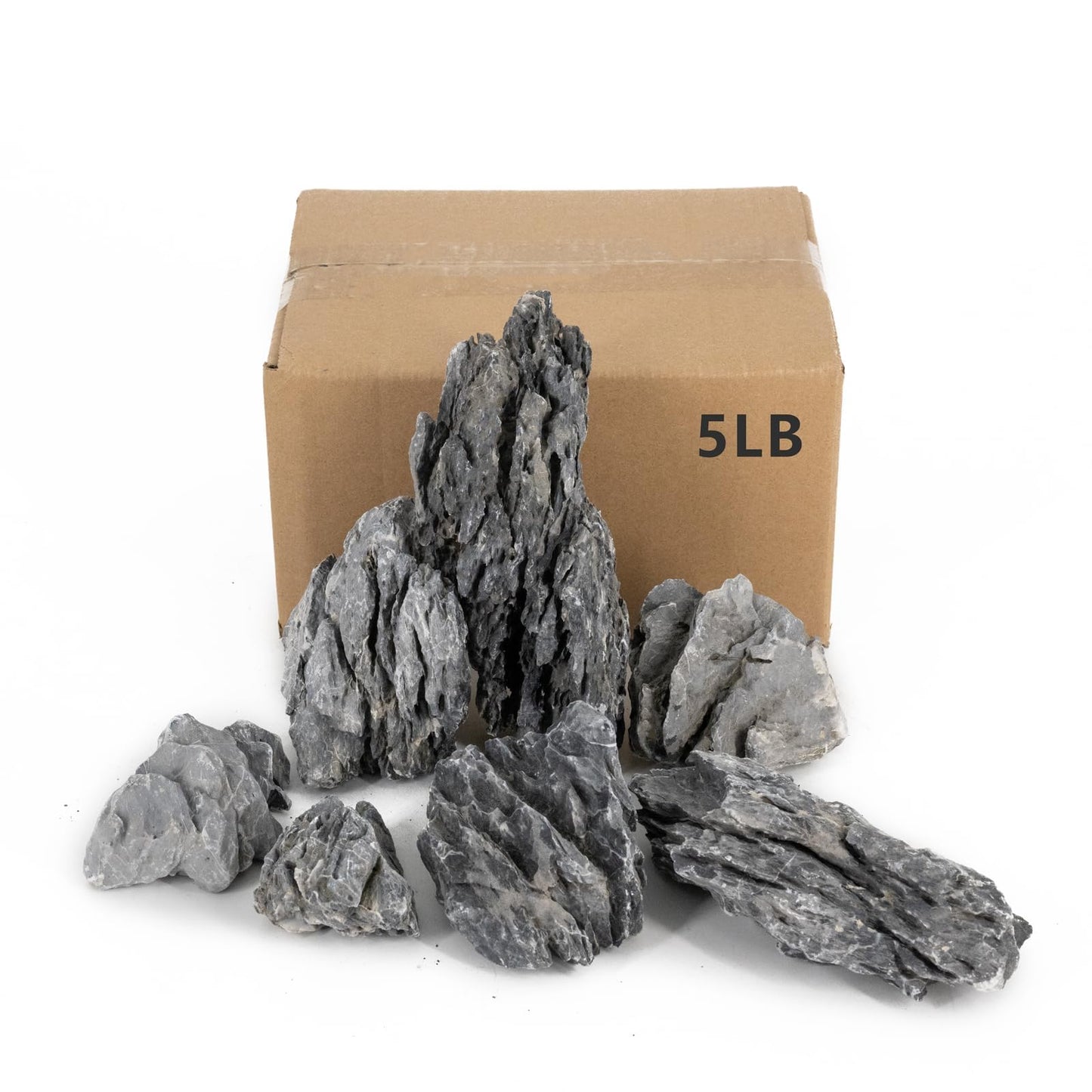 ChaoLeHo Aquarium Rocks Seiryu Stones Natural Hardscape Stone for Aquariums, Fish Tanks, Bonsai, Terrariums, Wargaming Dioramas, Indoor or Outdoor Gardens-5lb(2-6 Inch)
