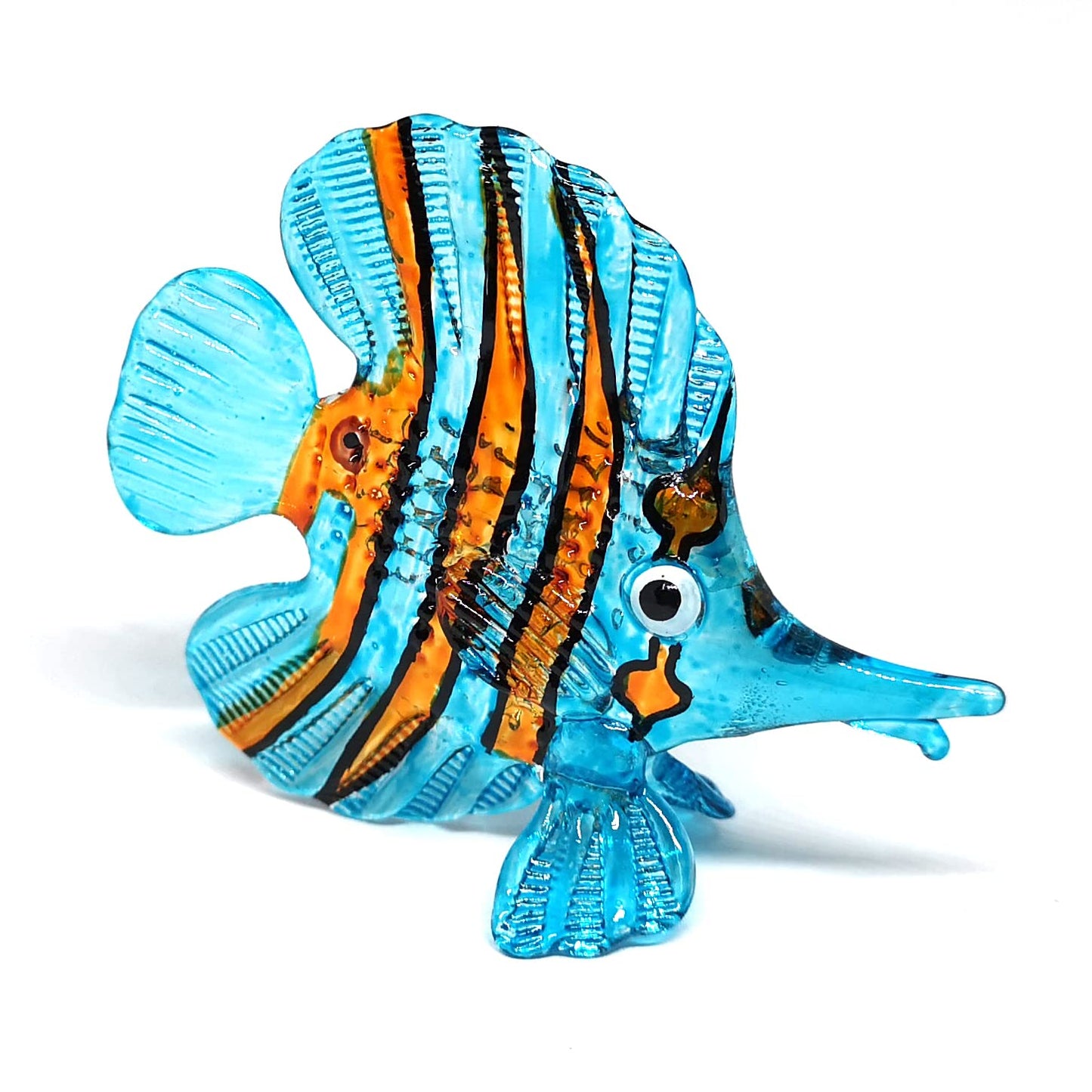 ZOOCRAFT Glass Fish Figurine Blue Aquarium Handicraft Miniature Hand Blown Collectibles