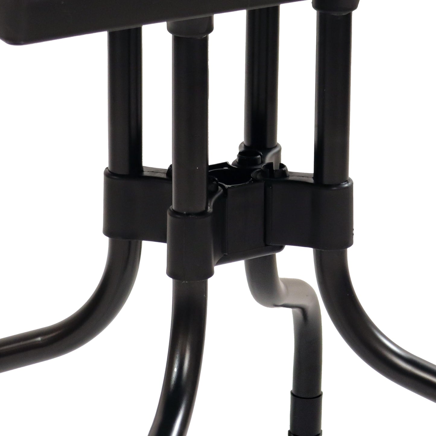 Sunnydaze Plastic Top Outdoor Dining Table - Square Folding Patio Table with Curved Iron Legs - Black - 28.75" H