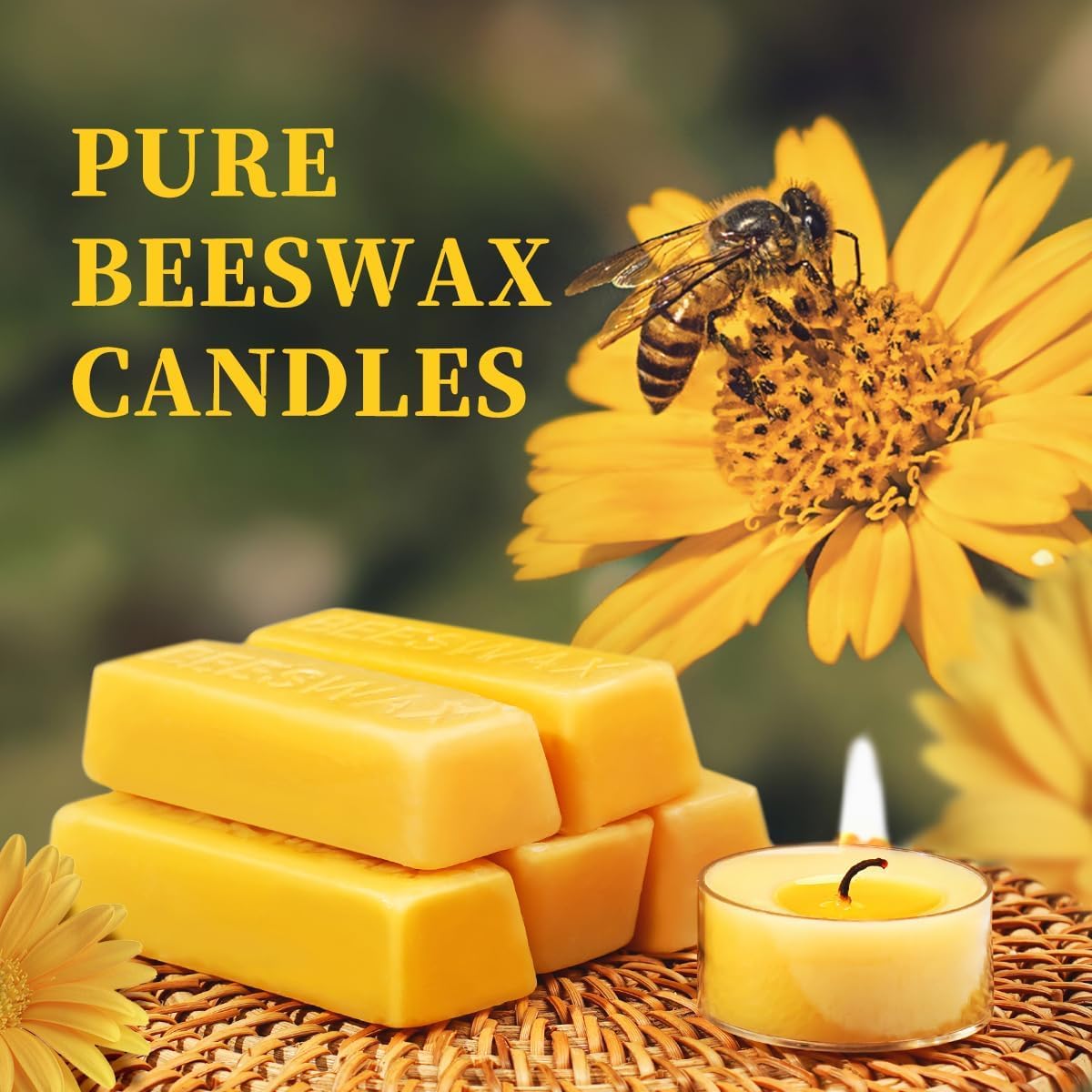 Capaniel 24 Packs Beeswax Tealight Candles- 4 Hour Burn Time Pure Beeswax Candles Bulk Burn Evenly and Clean Smokeless Natural Bees Wax Tea Lights for Relaxing