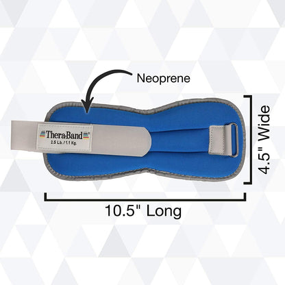 THERABAND Ankle Weights, Comfort Fit Wrist & Ankle Cuff Weight Set, Adjustable Walking Weights for Cardio, Home Workout, Ankle Strengthening & Physical Therapy, Blue, 2.5 lb. Each, Set of 2, 5 Pounds