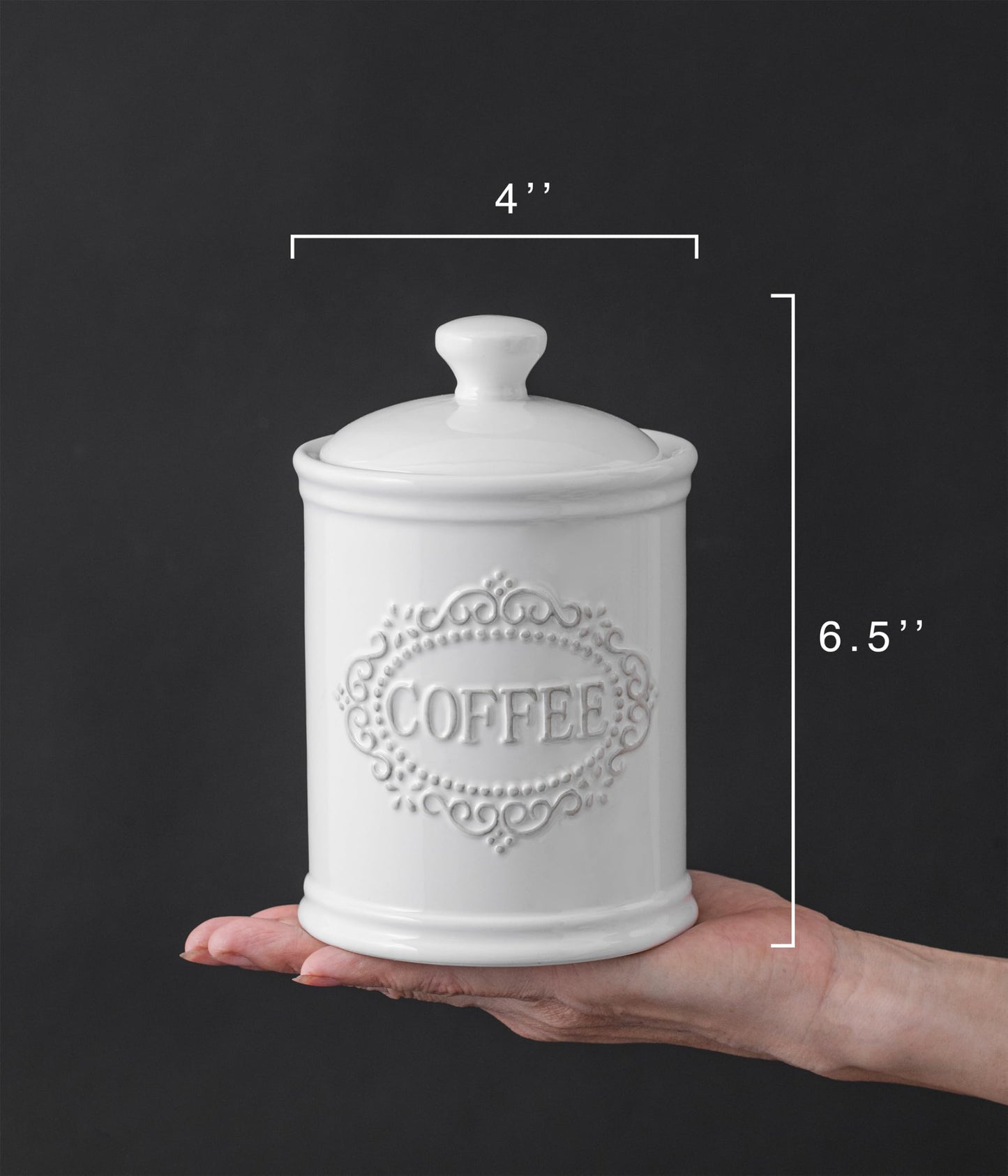 TAWCHES Relief Vine Ceramic Canisters Sets For The Kitchen For Countertop Set of 3 Airtight Coffee Canisters For Ground Coffee Sugar Container Storage Jars With Lids Farmhouse Decor Tea caddies
