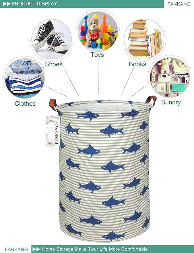 FANKANG Storage Basket, Nursery Hamper Canvas Laundry Basket Foldable