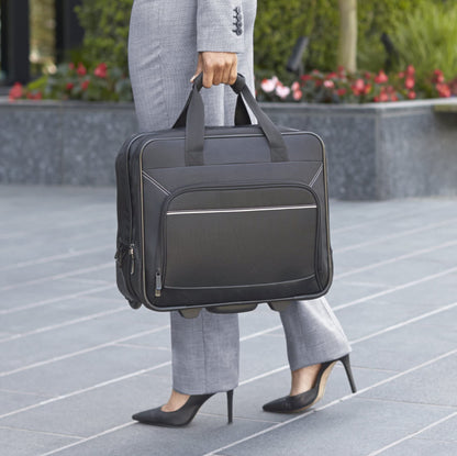 Amazon Basics Laptop bag with quick-rolling wheels and easy-access front pocket - fits Laptops up to 15.6 inch (39.6 cm), Black