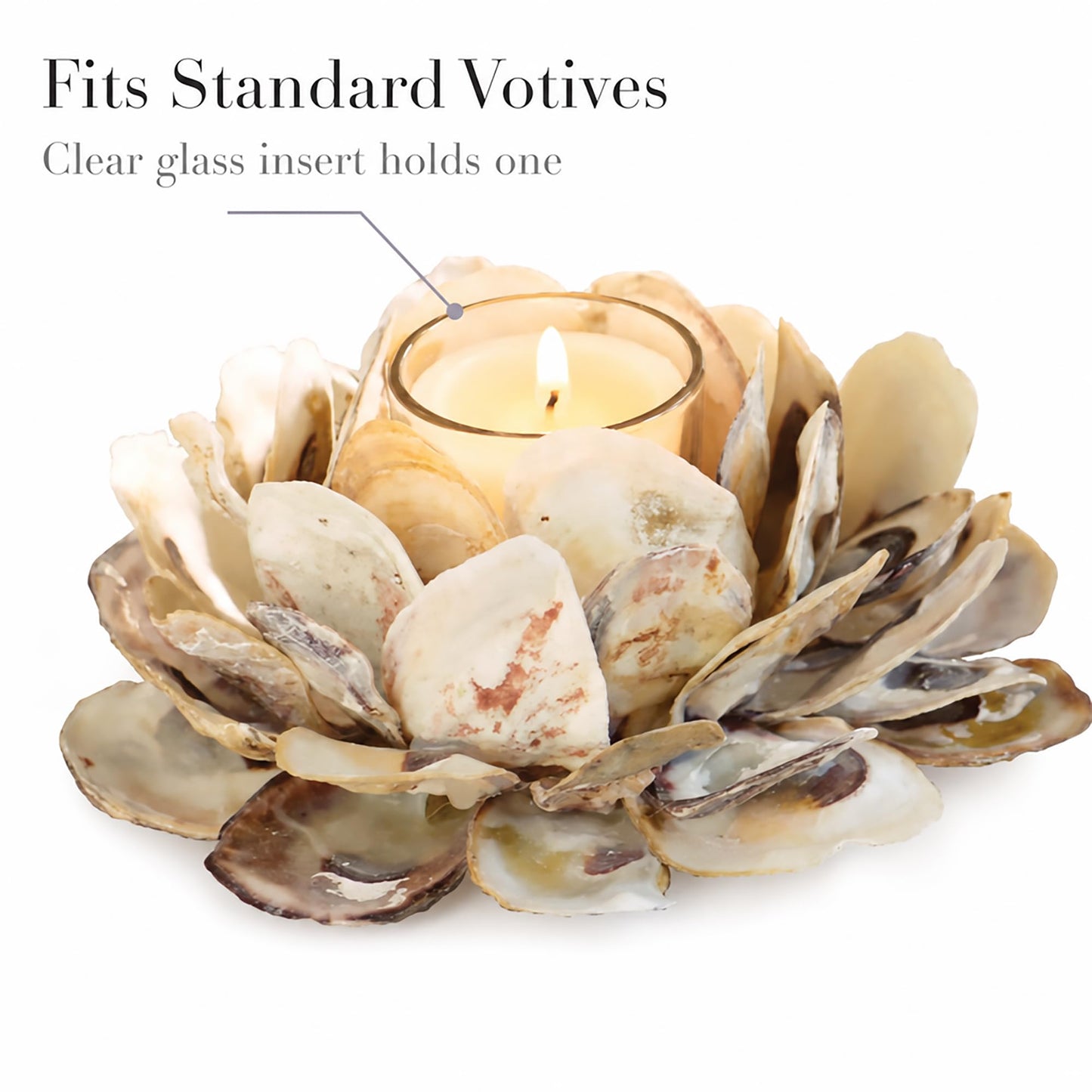 Mud Pie 498B002 Oyster Shell Votive Holder 3 1/4" x 7"