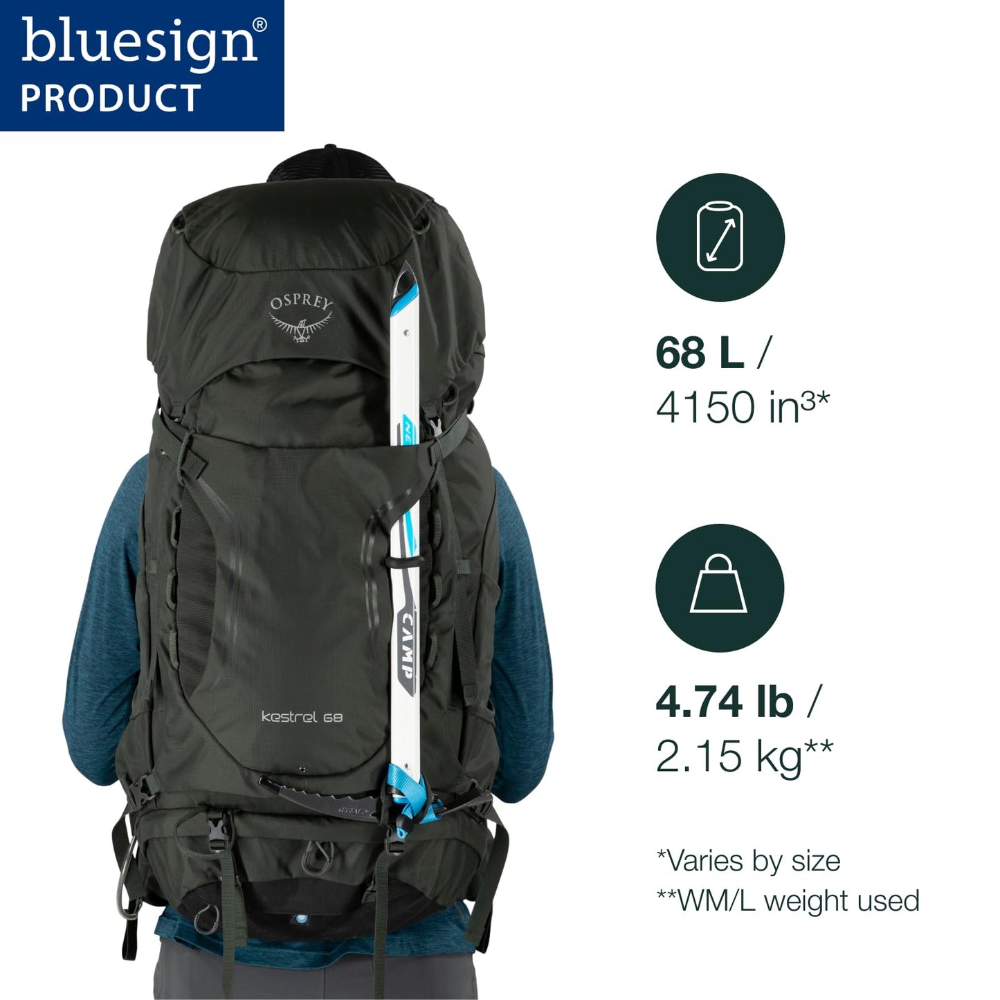 Osprey Kyte 68L Women's Backpacking Backpack with Hipbelt, Black, WXS/S