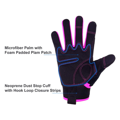 Women Utility Work Gloves, UltraLight Safety Work Gloves with Extensive Palm Protection, Mechanic Gardening Construction DIY Work Gloves with Touchscreen indoors & outdoors (Medium, Pink)
