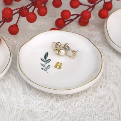Personalized Ceramic Ring Dish, Initial Jewelry Tray for Rings, Earrings, Necklaces & Bracelets, Gift for Engagements, Birthdays, Holidays, Mom, Sister, Bridesmaid, Bride-to-Be, 4" Ring Plate