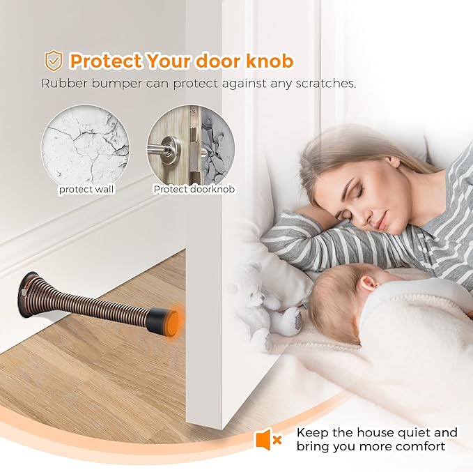 Ravinte Door Stoppers, 24 Pack Spring Door Stops with Rubber Bumper, Oil Rubbed Bronze Door Stoppers for Bottom of Door