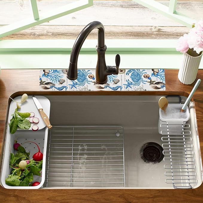 24.5" x 15.5" Dish Drying Mat & 24" x 5.5" Sink Splash Guard, Super Absorbent
