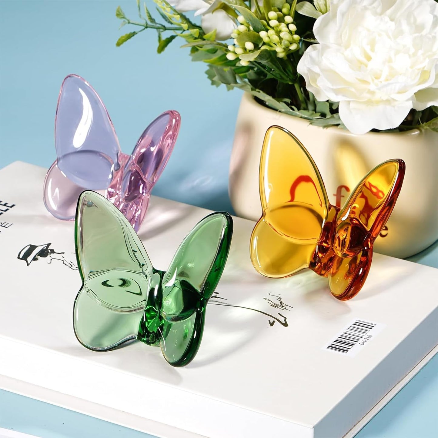 Rotroyce Green Crystal Butterfly Figurine Ornament, Handmade Glass Animal Collectible for Home/Wedding/Christmas Decor, Unique Gift for Collectors & Butterfly Enthusiasts