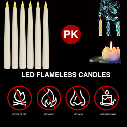 Flameless Taper Candles with Remote Control and Timer, Battery Operated LED Candlesticks with Flickering 3D Flame, 9.6×0.8 Inches Plastic Fake Candles for Christmas, Wedding and Home Decor (Ivory, 3)