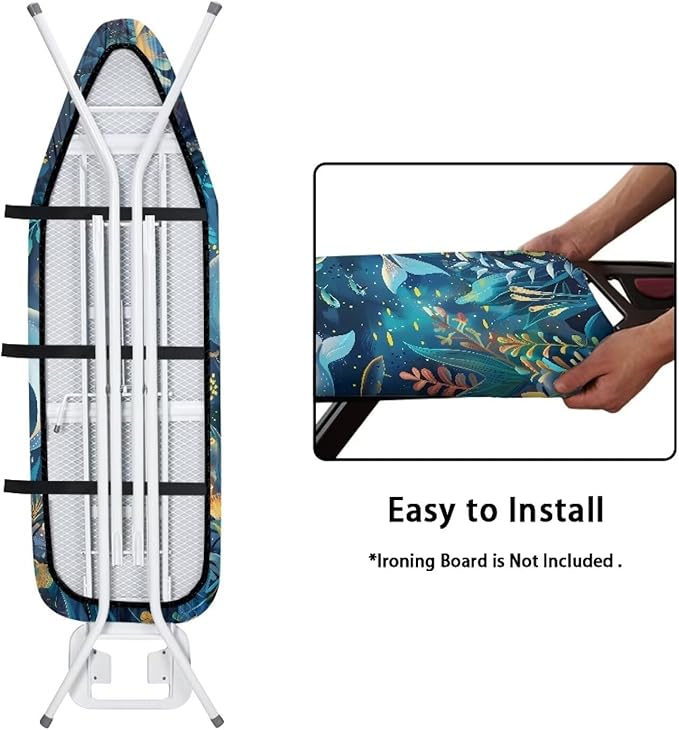 Dolphin Ironing Board Cover and Pad, Stain Resistant and Scorch, Smooth Iron