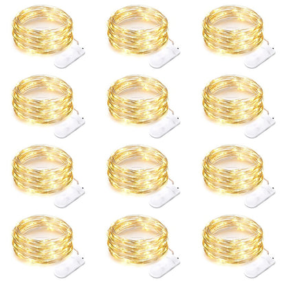12 Pack Battery Operated Fairy String Lights 7 Feet 20 Led Waterproof Silver Wire Firefly Starry Moon Lights for Bedroom DIY Party Wedding Patio Christmas