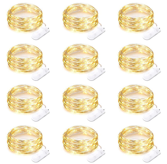 12 Pack Battery Operated Fairy String Lights 7 Feet 20 Led Waterproof Silver Wire Firefly Starry Moon Lights for Bedroom DIY Party Wedding Patio Christmas