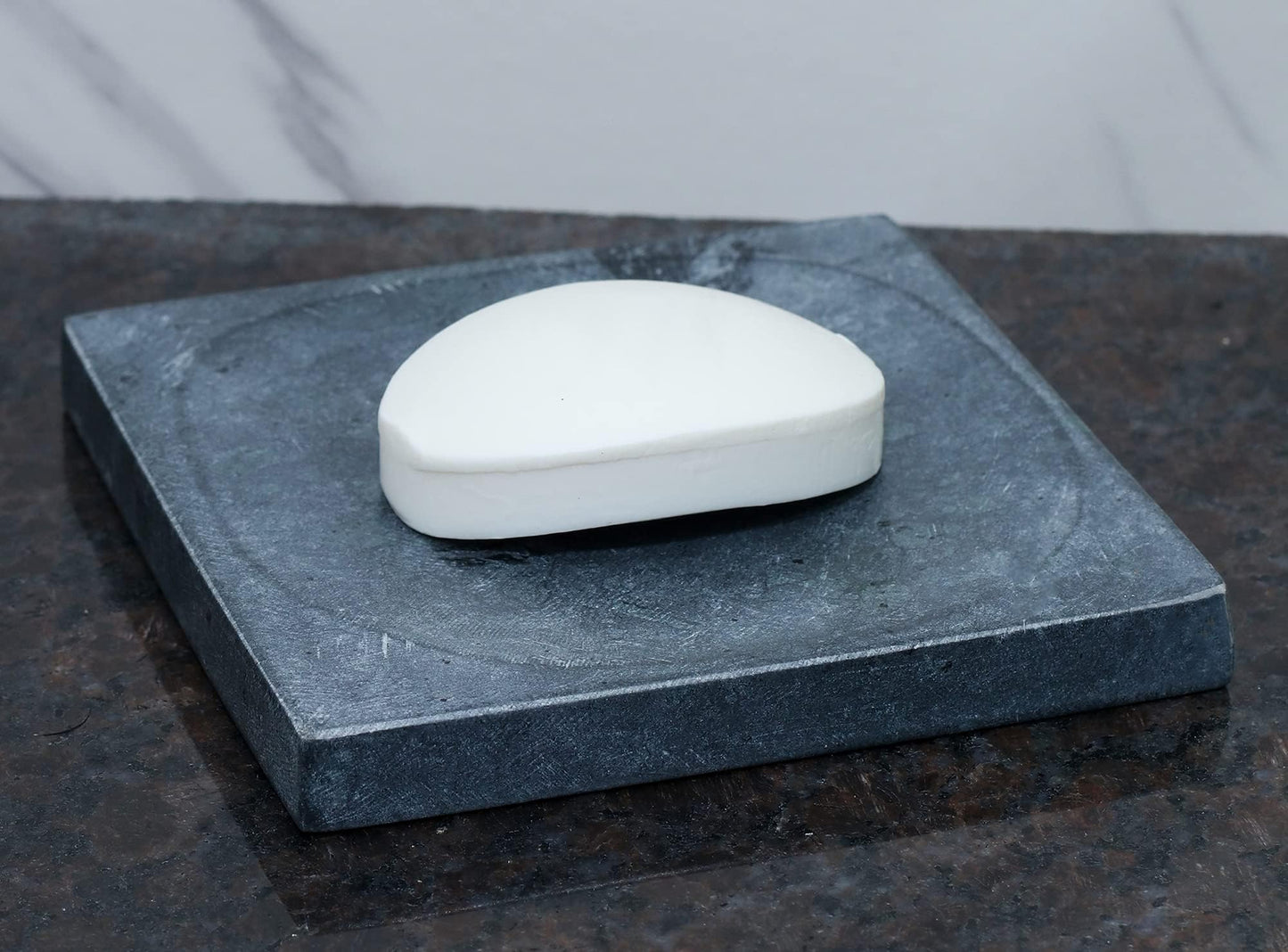Crocon Marble Dish Holder Solid Design Soap Dish Bar Soap Holder for Bathroom, Kitchen and Countertops Luxury Decorative Accessory Box Soap Tray Size : (4.5 X 4.5 Inch)