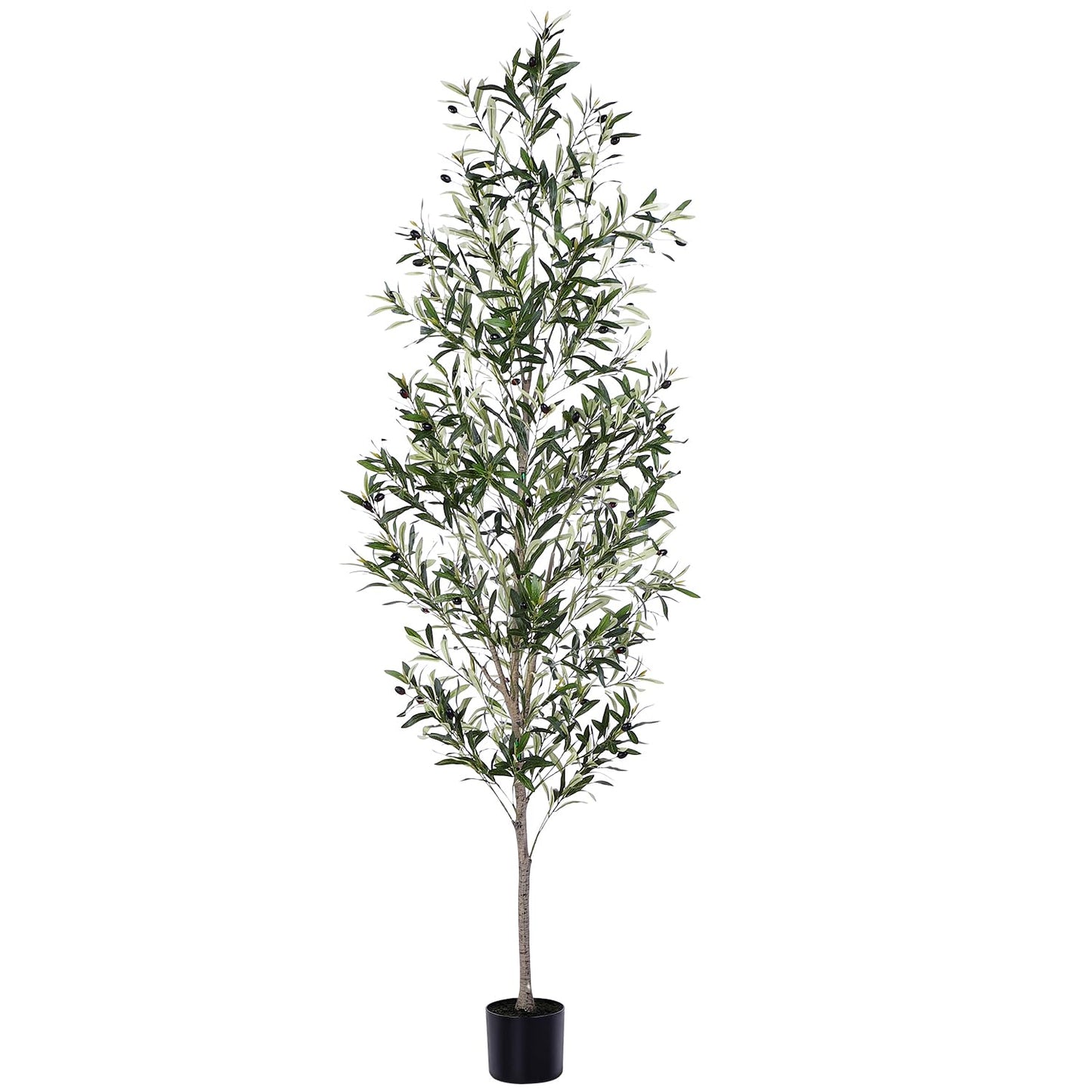 Jocoevol Olive Tree, 7FT Artificial Indoor Tall Faux Olive Trees w/Planter & Natural Wood Trunk and Lifelike Fruits, Fake Olive Artificial Tree for Home Office Decor