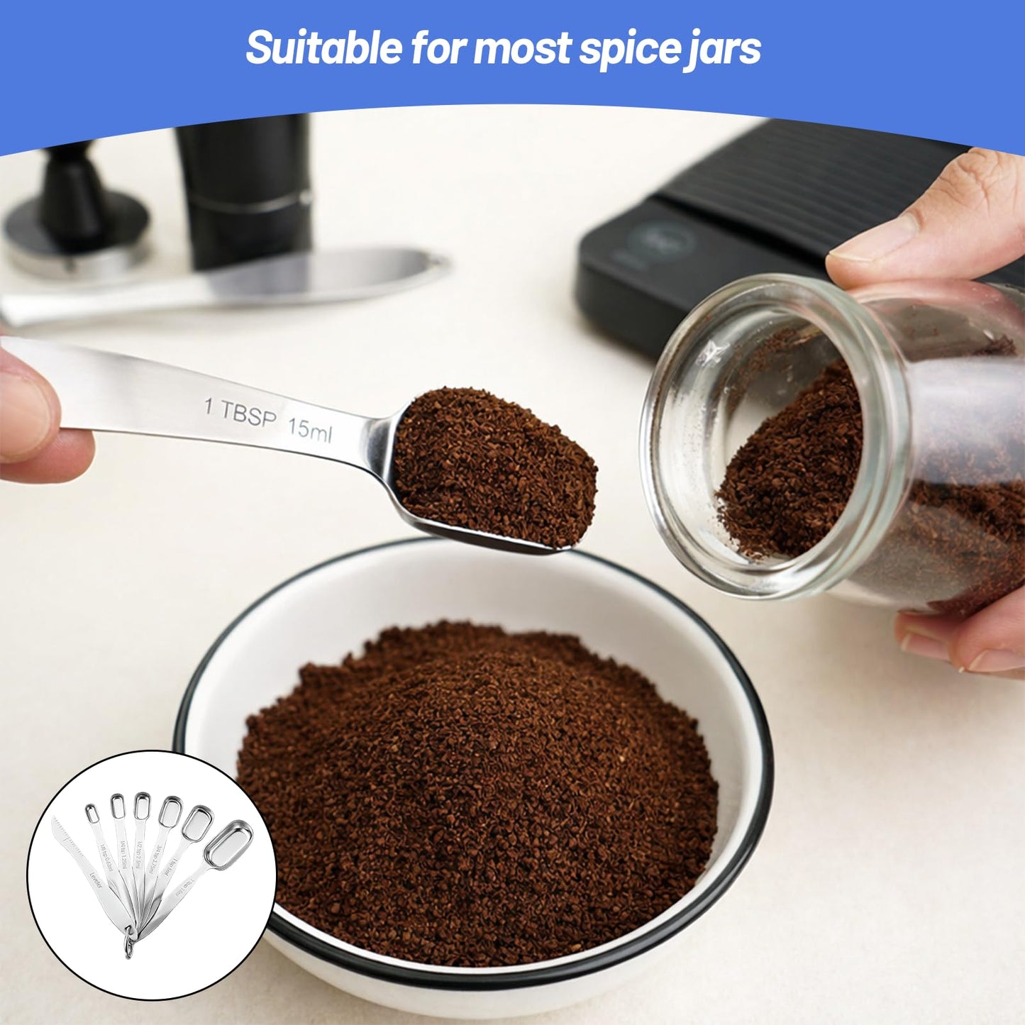 Set of Stainless Steel Measuring Spoons with Leveler for Precise Baking
