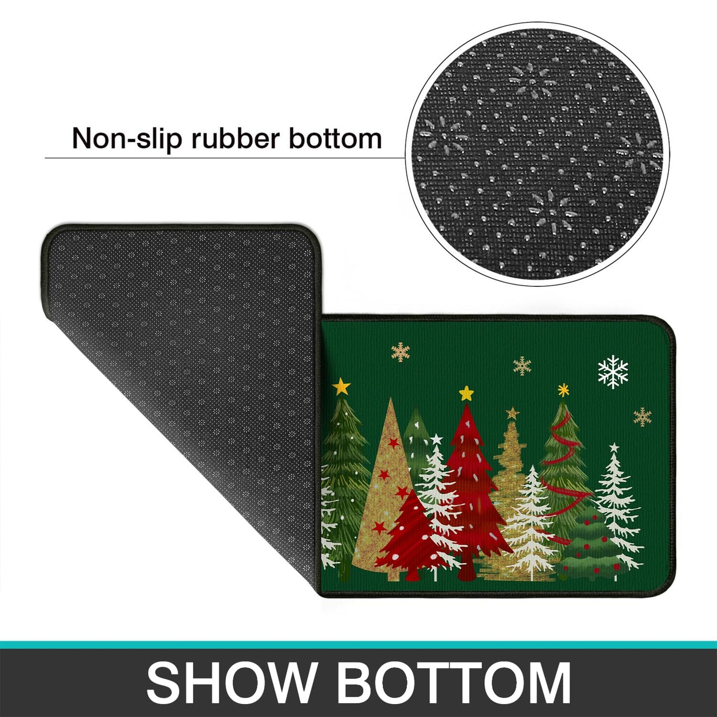 Lingcetger Christmas Kitchen Mats for Floor,Xmas Tree Kitchen Rugs Sets of 2,Green Christmas Non-Slip Kitchen Decor Floor Rug Home Decoration Doormat