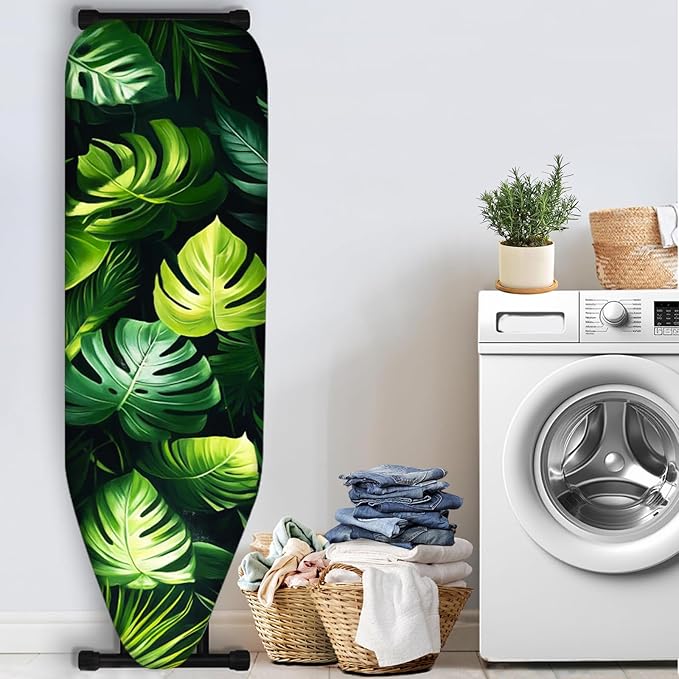 Nuxovilar Dark Background with Green Monstera Leaves Ironing Board Cover