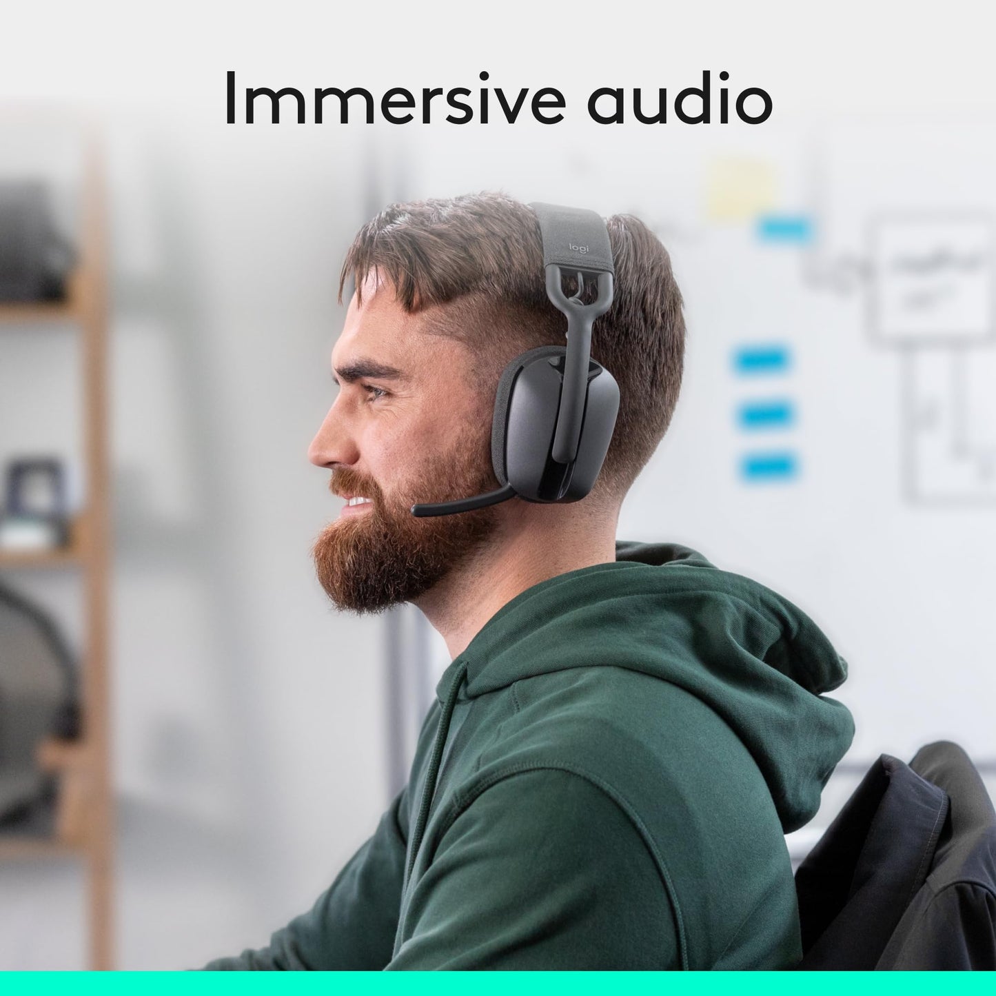 Logitech Zone Vibe 100 Lightweight Wireless Over Ear Headphones with Noise Canceling Microphone, Advanced Multipoint Bluetooth Headset, Works with Teams, Google Meet, Zoom, Mac/PC - Graphite