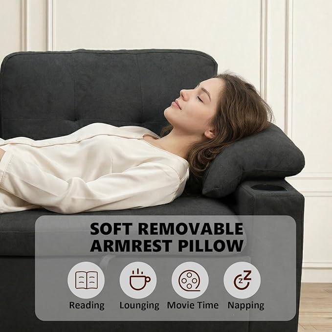 93" L Shaped Sleeper Sofa Bed, Pull Out Sectional Couch