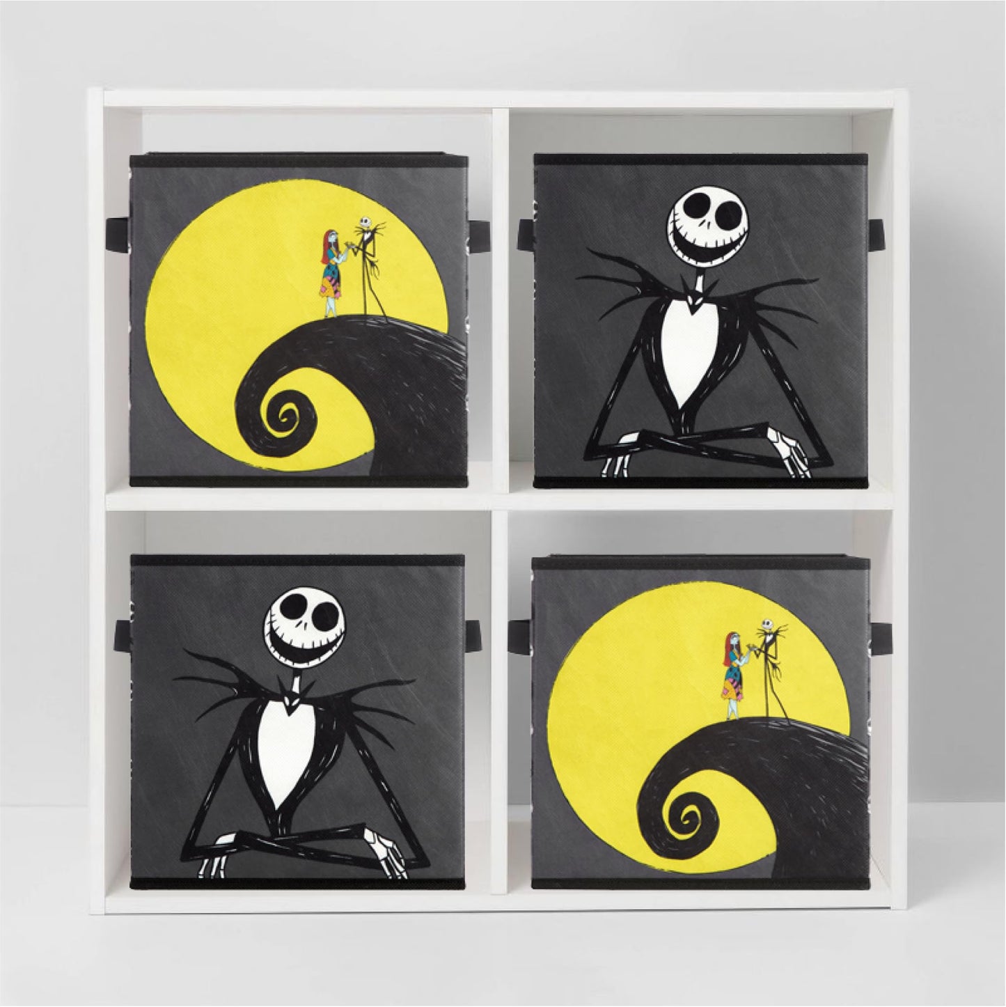 Nightmare Before Christmas Jack and Sally Set of 2 Durable Storage Cubes with Handles, 10"x10"x10" Cubes
