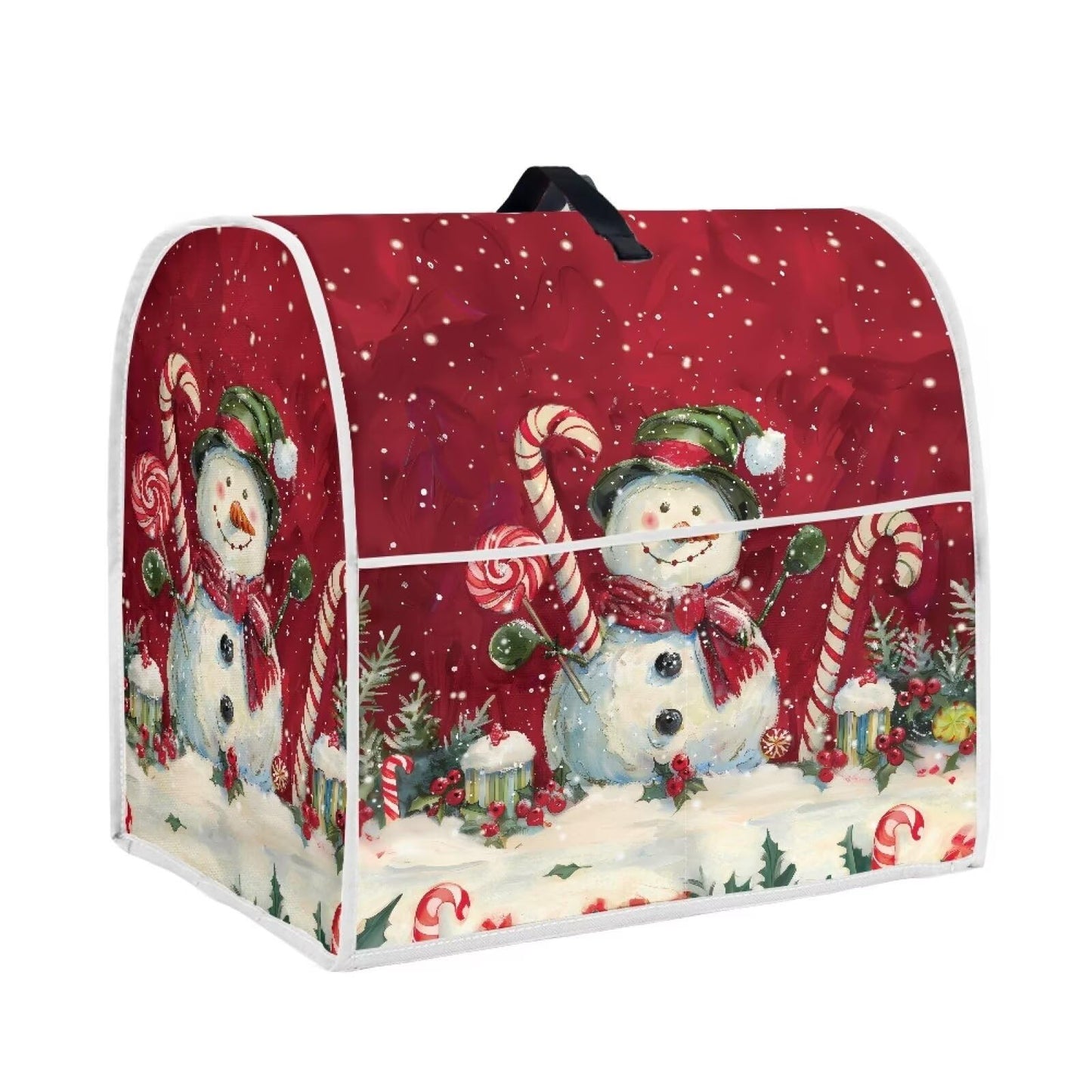 Annejudy Christmas Snowman Pattern Kitchen Aid Mixer Cover, Food Processor Cover with Top Handle and Pocket, Dust Covers for Kitchen Appliances Stand Mixer or Coffee Maker Appliance Cover