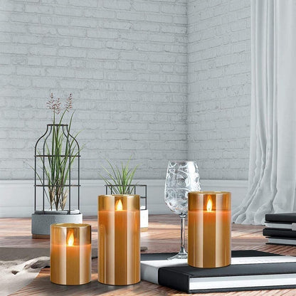 Yinuo Candle Flameless Led Candles Light Flickering,Real Wax Fake Wick Moving Flame Faux Wickless Pillar,with Timer Remote,Suit for Festival Wedding Home Party Halloween Decorations