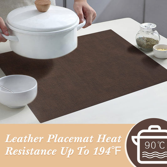 SUEH DESIGN Leather Placemats Set of 6 Reversible Table Mats Heat Resistant Waterproof No-Slip Place Mats for Dining Table Kitchen Parties