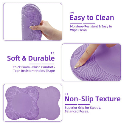 CarryEpic Yoga Knee Pads Set of 2 – Extra Soft Non-Slip Yoga Knee Pad Cushion for Knees Elbows Wrists – Pilates & Workout Knee Pads for Floor Exercises, Kneeling, Stretching, Fitness, Purple