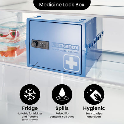 Lockabox One™ | Premium Lockable Medicine Box (A4-Sized) | Lightweight & Hygienic Medicine Lock Box | Made In Britain | External Size 31 x 21 x 17 cm (Medi Blue)