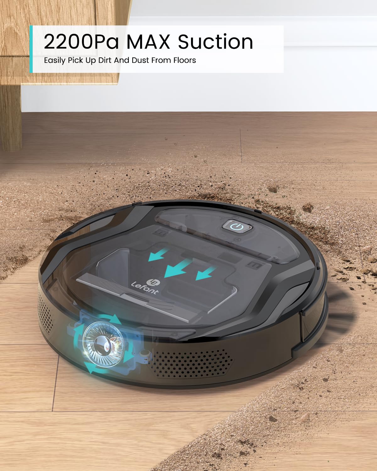 Lefant M210 Pro Robot Vacuum, Slim Quiet, 3 Adjustable Suction Levels, 6 Modes, Robot Vacuum Cleaner for Pet Hair, Hard Floors & Low Carpets, Self-Charging, WiFi/App/Alexa Control, Gray