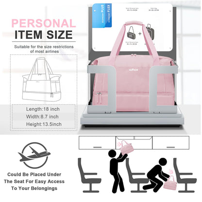 ETRONIK Gym Bag for Women, Personal Item Travel Bag with Shoes Compartment, Weekender Overnight Duffel Bag with Wet Pocket, Carry On Bag for Women, Travel, Gym, Weekend