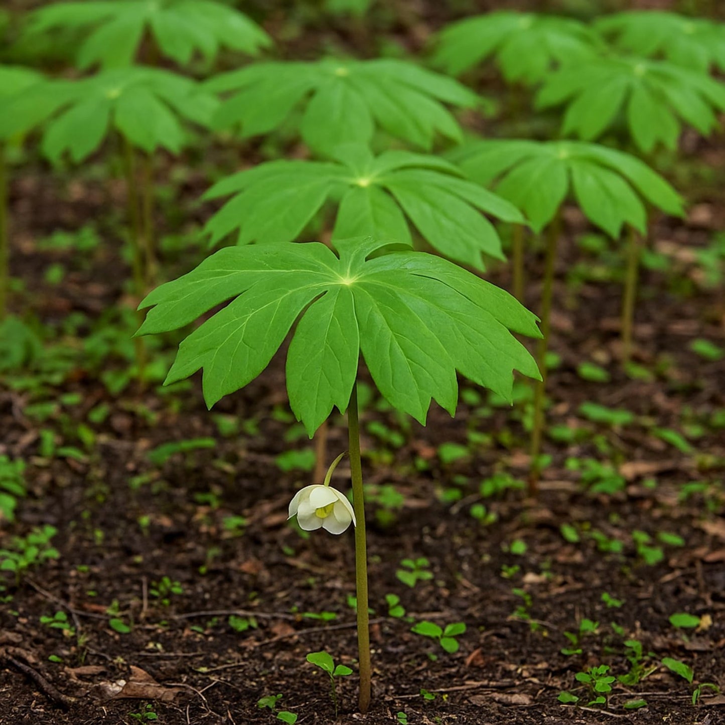 Mayapple Plants for Growing – Fresh Rootstock, Unique Woodland Perennial with Umbrella-Like Foliage and Hidden Blooms - Seedling/Rhizome to Grow Your Own (3 Plants)