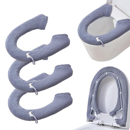 Toilet Seat Cover-3 Pieces Toilet Seat Warmer Covers with Snap-Button Fastening,Stretchable Fits for All Shape Toilet Seats,Easy Installation Washable and Reusable