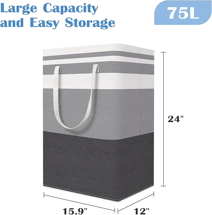 BlissTotes 3-Pack Laundry Basket, Freestanding＆Waterproof Laundry Hamper