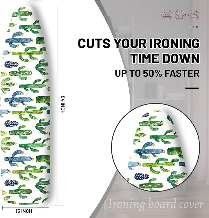 Extra Thick Ironing Board Cover and Pad, Tropical Cactus 15x54 Ironing Board