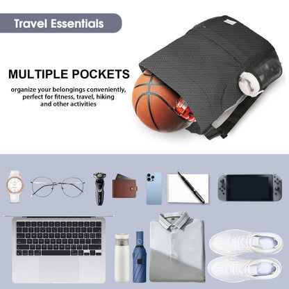 time2go Waterproof Drawstring Backpack Sports Gym Sackpack with Mesh Pockets Water-Resistant String Cinch Beach Bag for Men Women