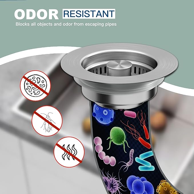 Kitchen Sink Drain Strainer 3 in 1, 304 Stainless Steel Pop Up Sink Stopper