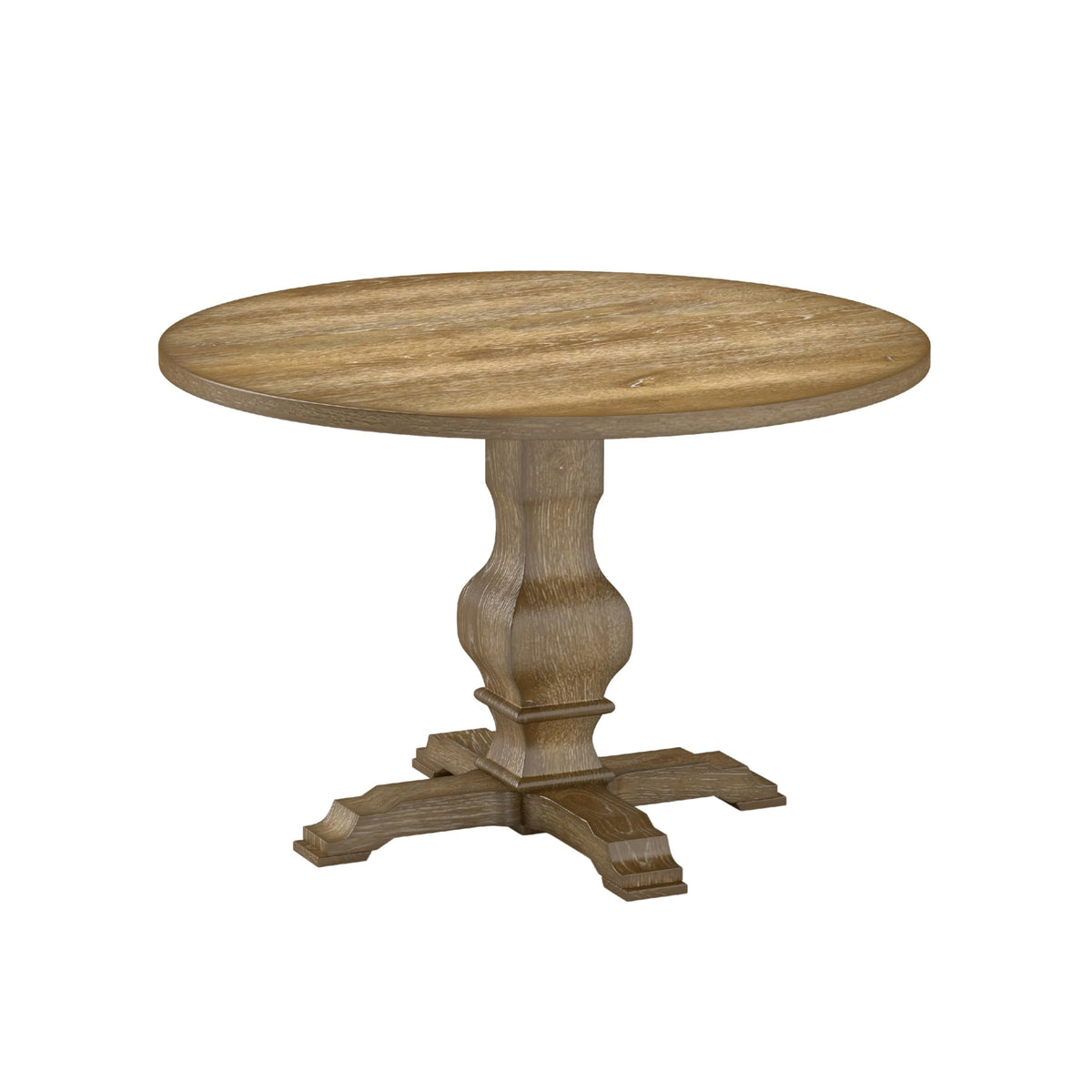 Roundhill Furniture Havre Pedestal Base Round Dining Table, Oak