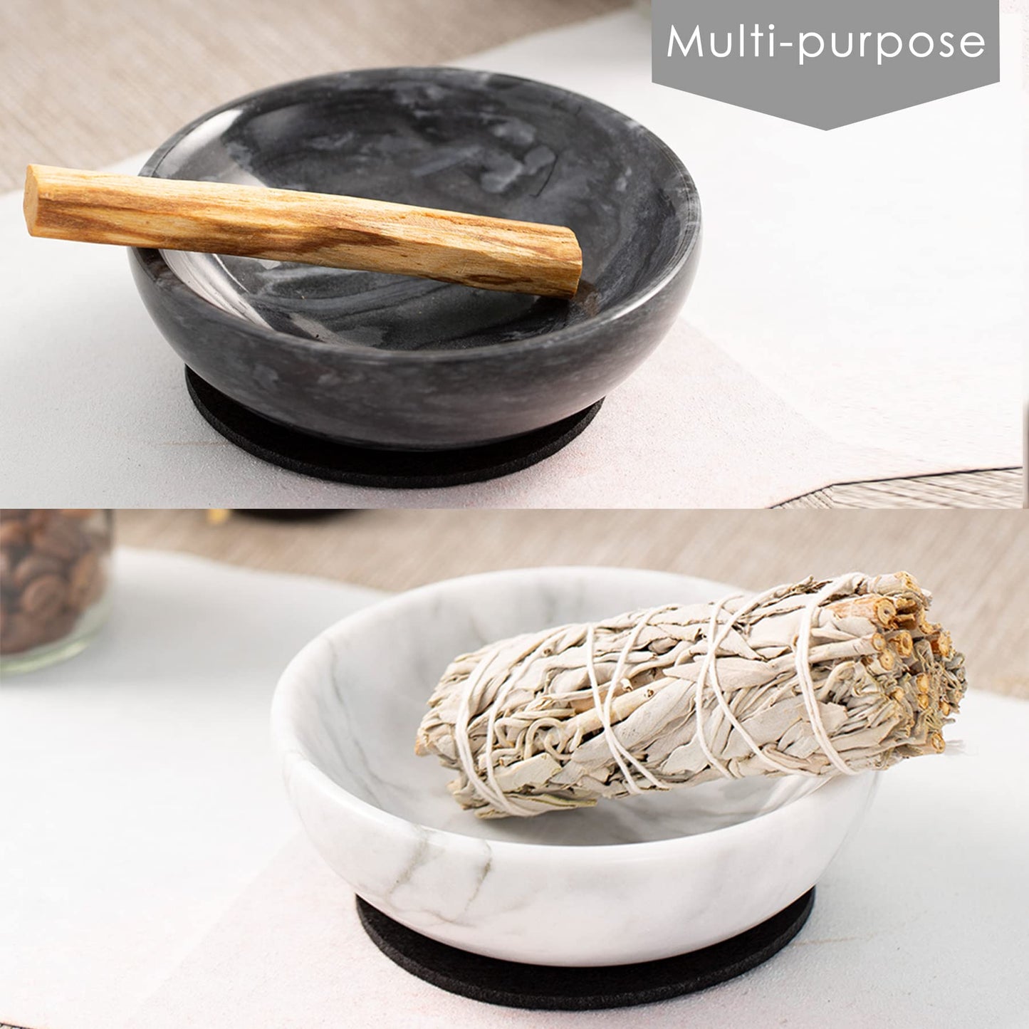 Fasolahome Incense Holder, Beautiful Natural Marble Incense Burner for Meditation, 9 Incense Holes Suitable for Most Types (Black)