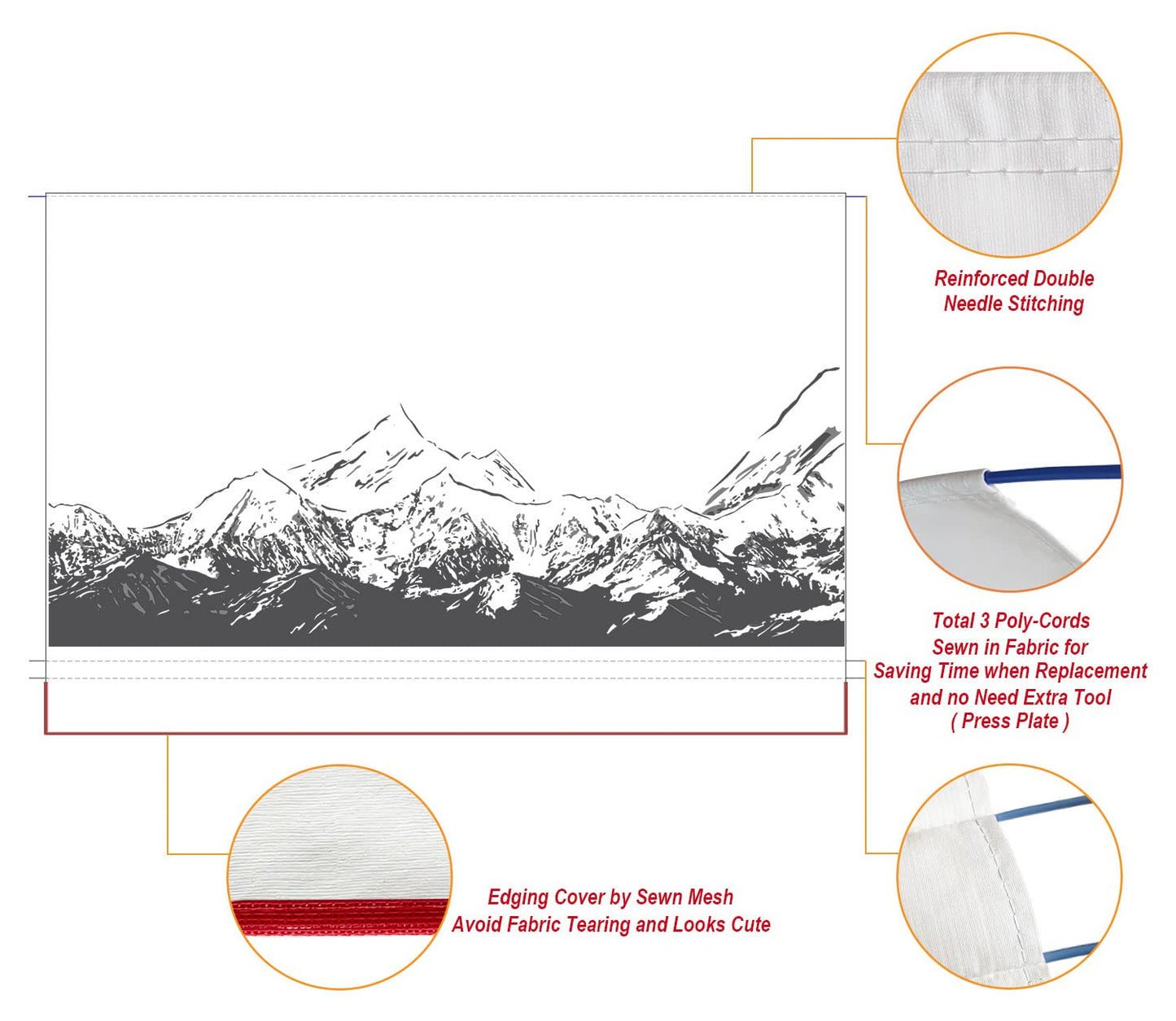 Leaveshade RV Awning Fabric Replacement Camper Trailer Awning Fabric Super Heavy Vinyl Coated Polyester 17'3''(Fit for 18' Awning)-Mountains (Custom Looking)