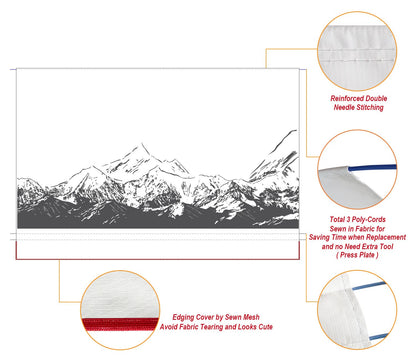 Leaveshade RV Awning Fabric Replacement Camper Trailer Awning Fabric Super Heavy Vinyl Coated Polyester 17'3''(Fit for 18' Awning)-Mountains (Custom Looking)
